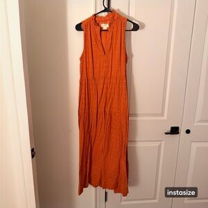 Maeve Sleeveless Orange Tiered Midi Dress